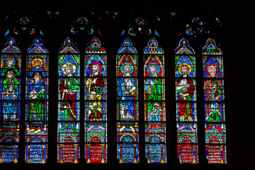 Stained glass windows ,  Notre Dame Cathedral,  Paris