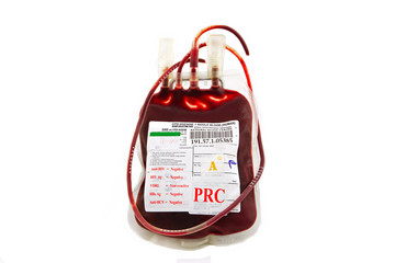 bag of blood and plasma isolated on white background