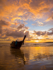 Tropical sunset on the beach. Ao-Nang. Krabi