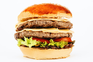 Hamburger sandwich with beef and cheese