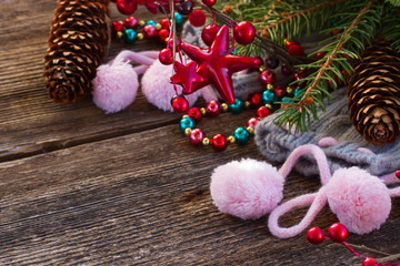 christmas decorations with  wool socks