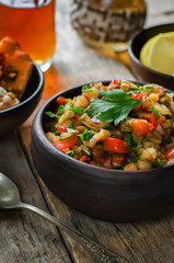 salad of roasted eggplant and peppers