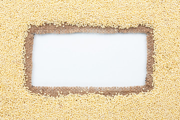 Frame made of burlap with millet