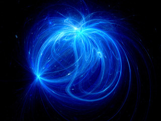 Blue glowing plasma curves in space