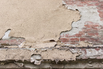 Close up detail view at old brick wall