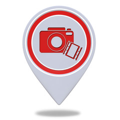 camera pointer icon on white background