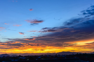 Sun set with big cloud.
