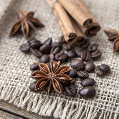 coffee grains and spices