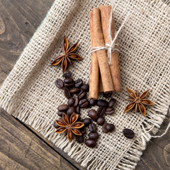 coffee grains and spices