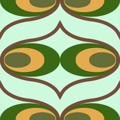 Seamless retro green and orange background pattern
