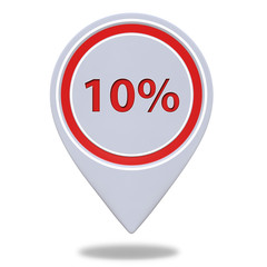 Ten percent pointer icon on white background