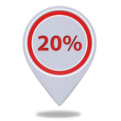Twenty percent pointer icon on white background