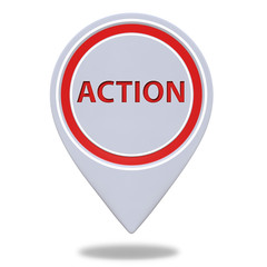 Action pointer icon on white background