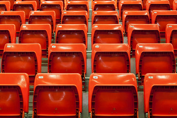Close view of empty red seats