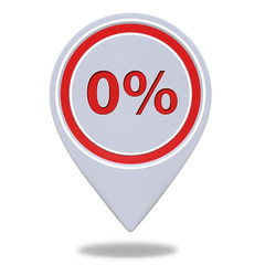 Zero percent pointer icon on white background