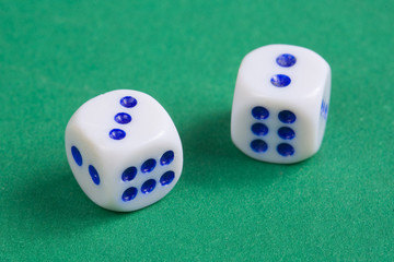 White dices on table