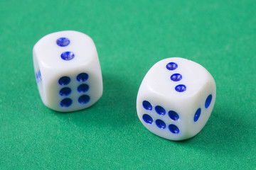 White dices on table