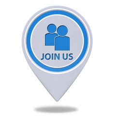 Join us pointer icon on white background