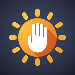 Sun icon with a hand