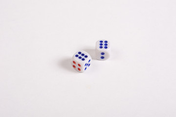 White dices on table