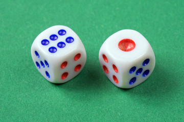 White dices on table
