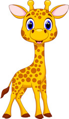 Cute giraffe cartoon - obrazy, fototapety, plakaty