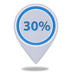 Thirty percent pointer icon on white background