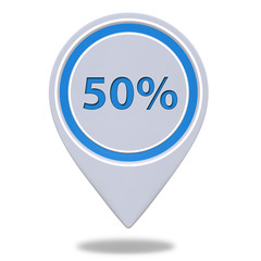 Fivety percent pointer icon on white background