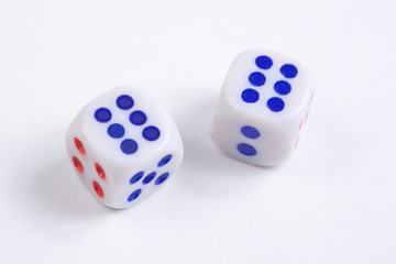 White dices on table