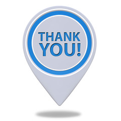 Thank you pointer icon on white background