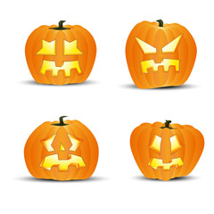 Four different halloween pumpkins