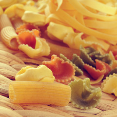uncooked pasta, with a filter effect