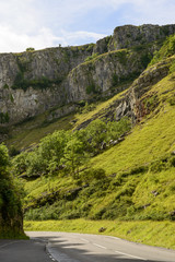road and cliffs at Cheddar gorge, Somerset