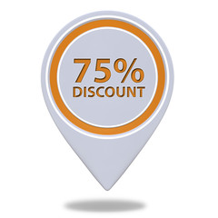 Discount 75 pointer icon on white background