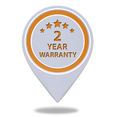 Two year warranty pointer icon on white background