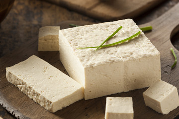 Organic Raw Soy Tofu - obrazy, fototapety, plakaty