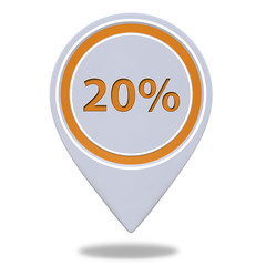 Twenty percent pointer icon on white background