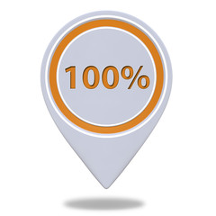 Hundred percent pointer icon on white background