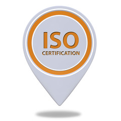 Iso certification pointer icon on white background