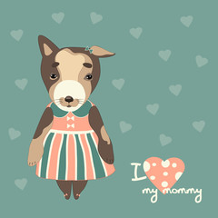 Cute puppy in a dress