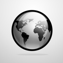 Vector globe icon world map silhouette illustration