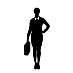 business woman black silhouette hold briefcase