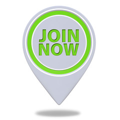 Join now pointer icon on white background