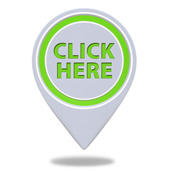 Click here pointer icon on white background