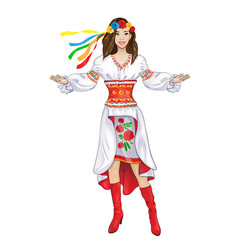 girl welcome hand ukrainian costume clothes