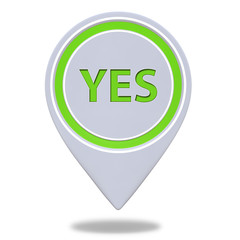 yes pointer icon on white background