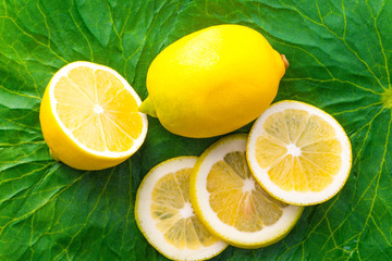 Fototapeta na wymiar Zitrone und Zitronenscheiben