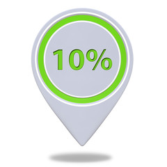 Ten percent pointer icon on white background