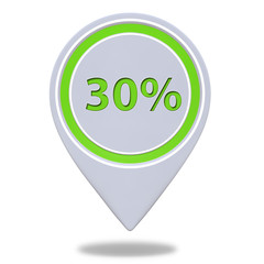 Thirty percent pointer icon on white background