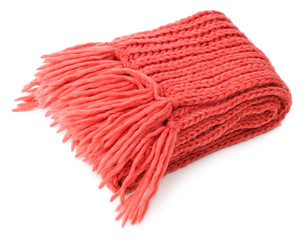 Red knitted scarf folded